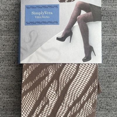 Simply Vera Vera Wang NEW Fashion Tights Size 1/2 Brown Animal Net Tight 1 Pair